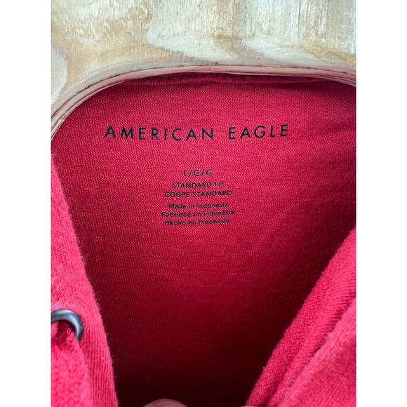 American Eagle Outfitters Red Hoodie Pullover Eagle Logo Long Sleeve Size L - Picture 5 of 7